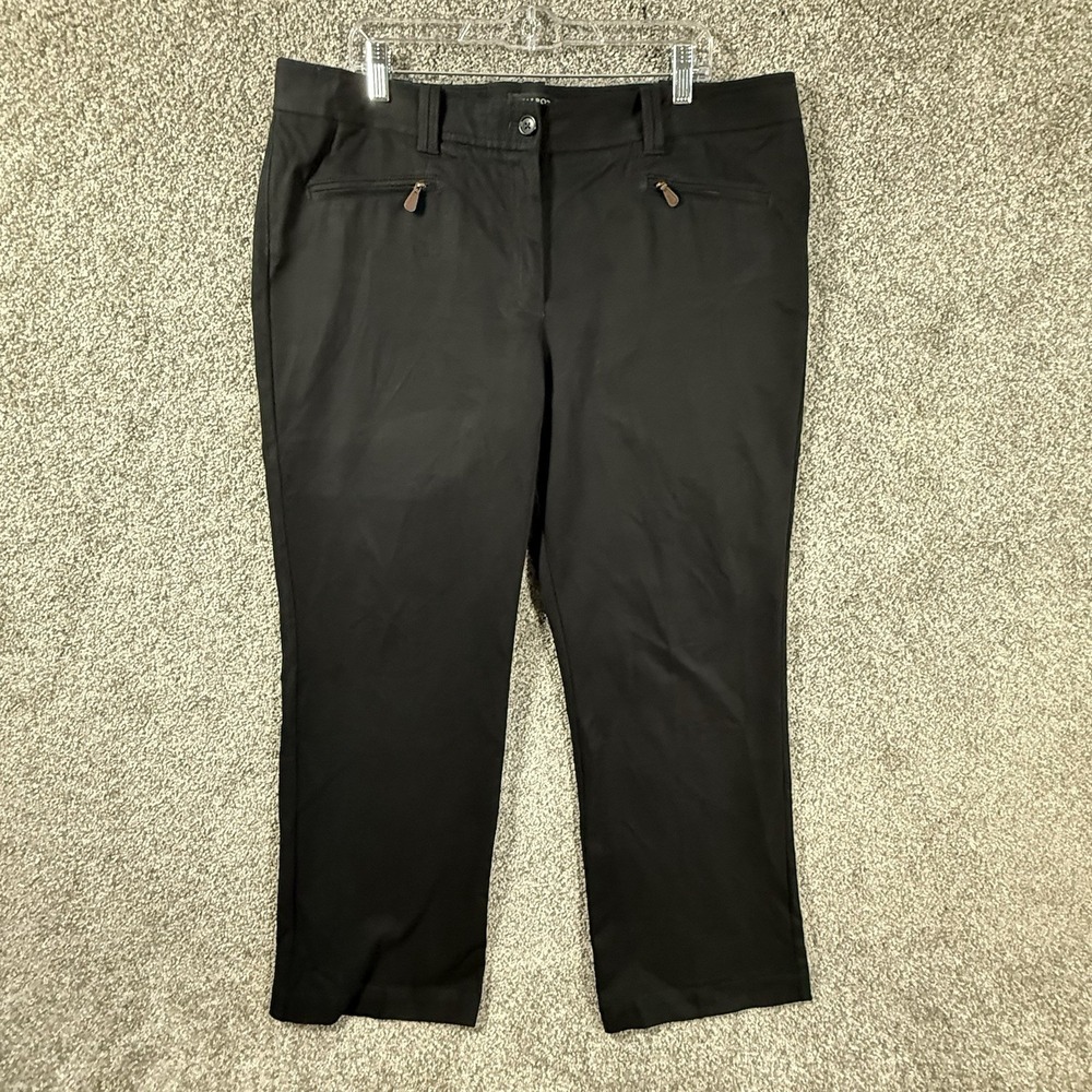 Talbots Signature Womens Size 18 Black Straight Leg Stretch Pants 30 Inseam